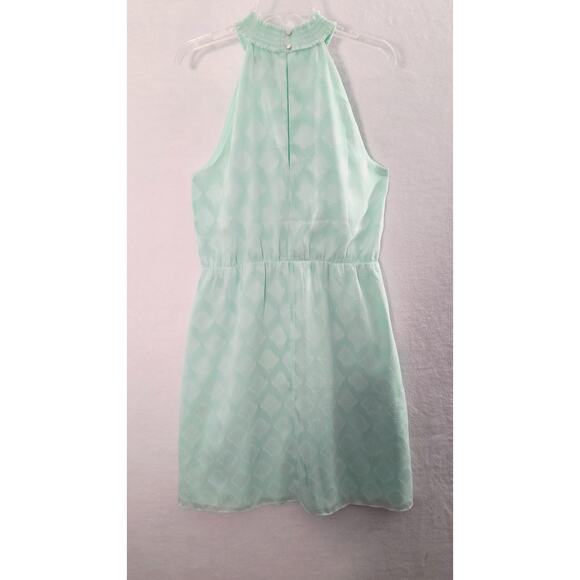 White House Black Market Halter Neck Dress Women's Sz 14 Green Sleeveless Lined - Picture 16 of 16